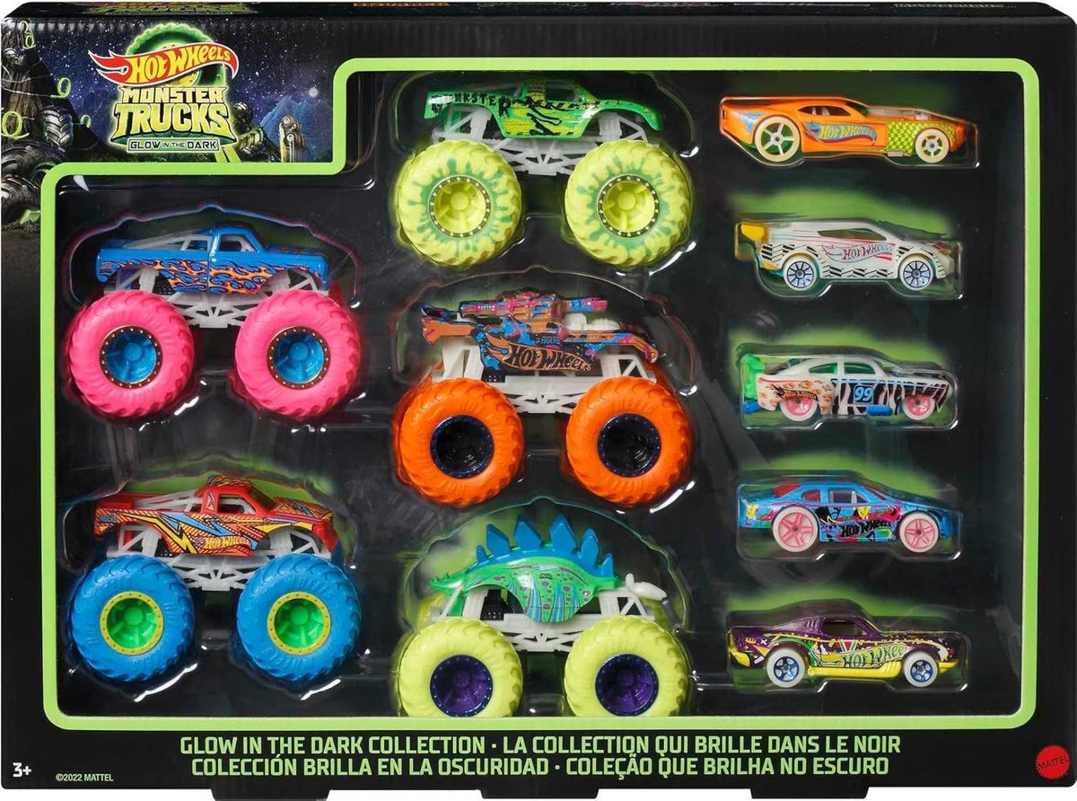 Hot Wheels Monster Trucks Glow-in-the-Dark 10-Pack