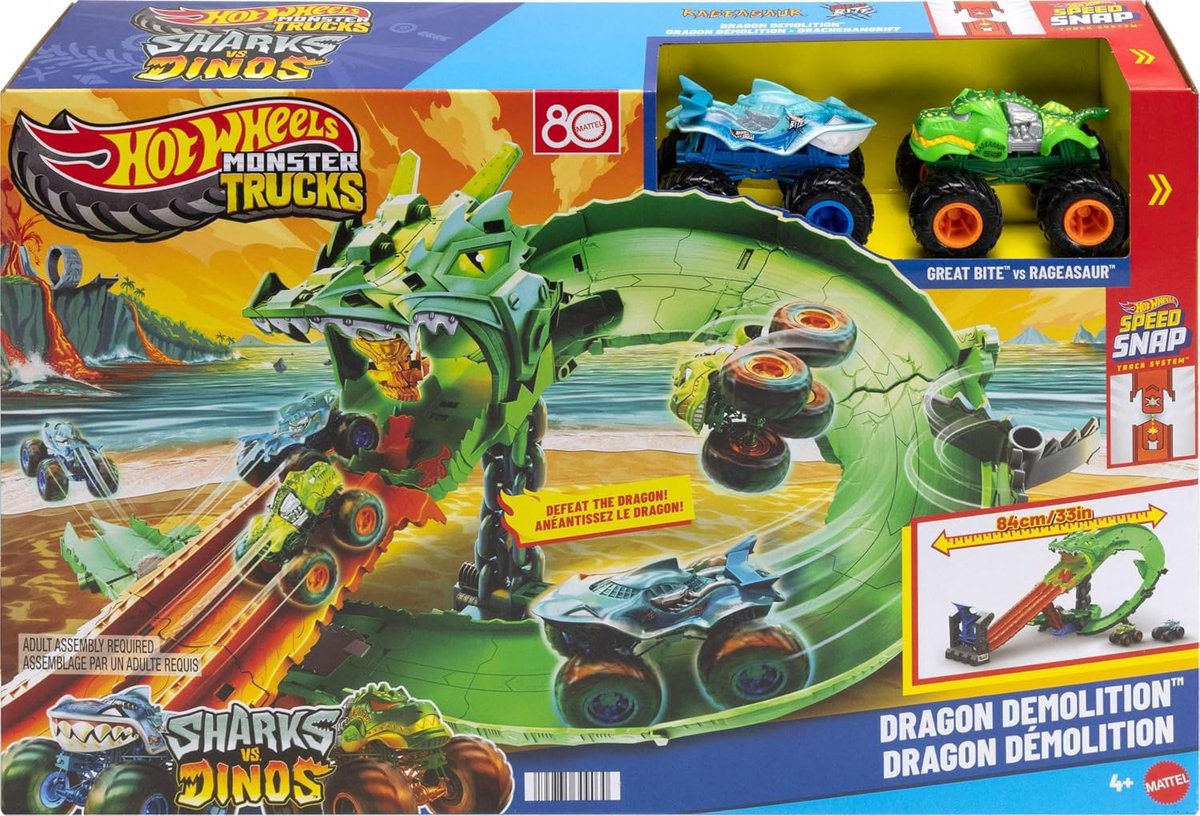 Hot Wheels Sharks vs. Dinos Dragon Destruction Playset view 6