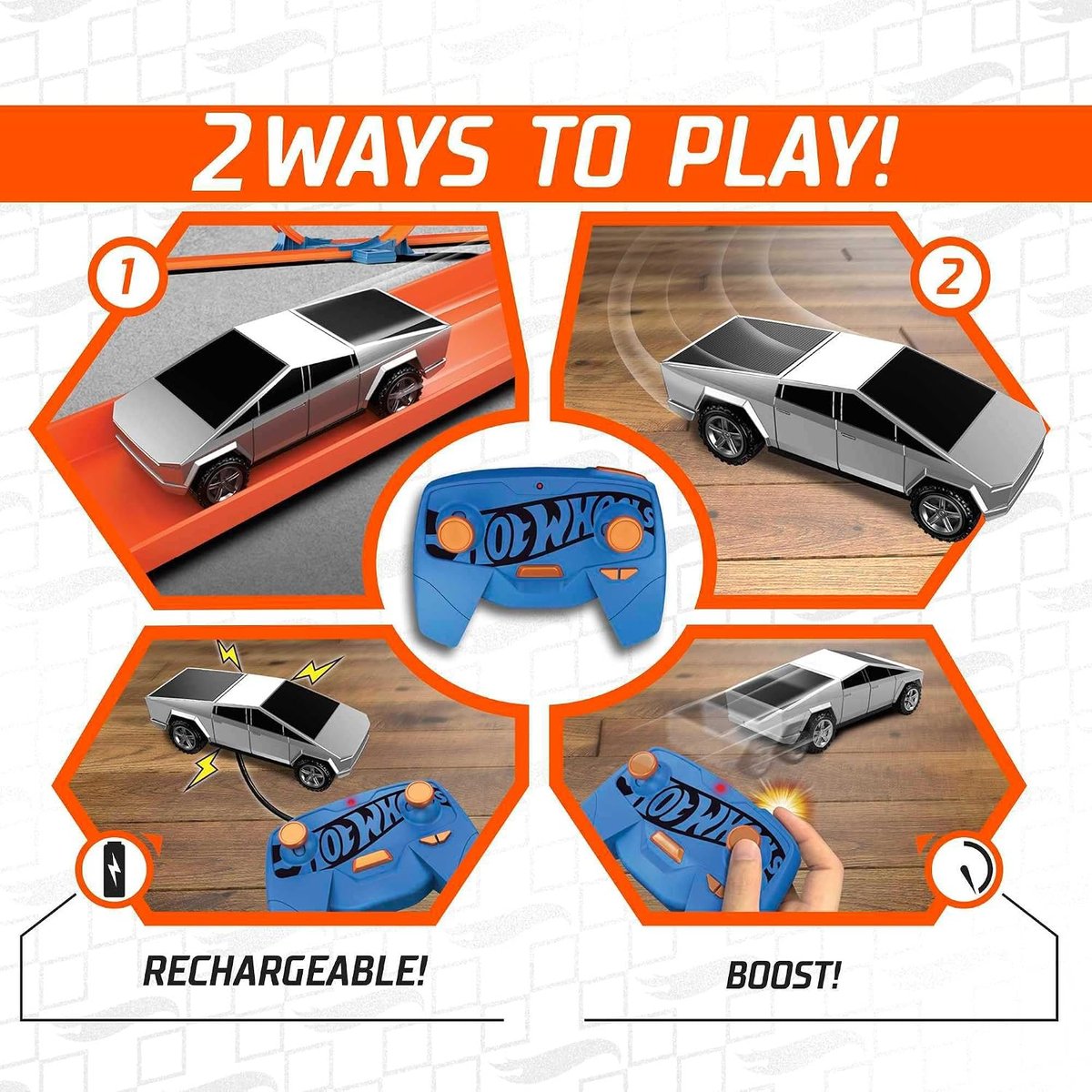 Hot Wheels RC Tesla Cybertruck 1:64 view 3
